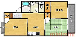 エクセル・コート・K 3DKの間取図画像