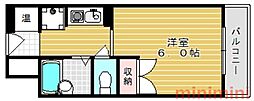 スチューデントパレス茨木 1Kの間取図画像