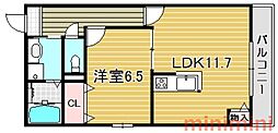 Q'sメゾン 1LDKの間取図画像