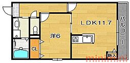 Q'sメゾン 1LDKの間取図画像