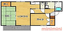 ラ・フォーレ水無月 2DKの間取図画像