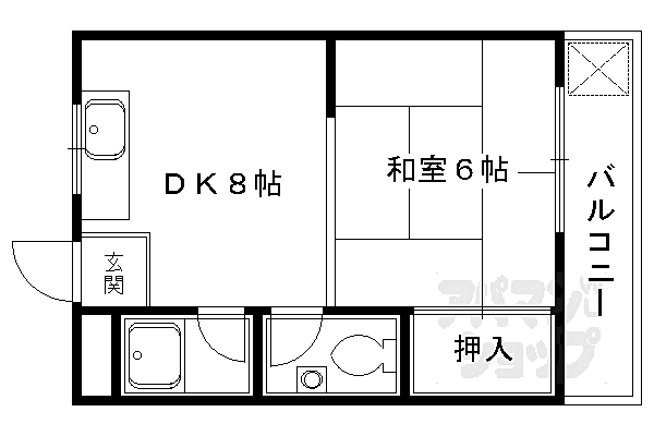 榊田マンション 202｜京都府京都市北区上賀茂榊田町(賃貸マンション1DK・2階・27.00㎡)の写真 その2