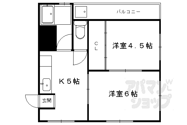 コーポひいらぎ 307｜京都府京都市北区上賀茂津ノ国町(賃貸マンション2DK・3階・33.21㎡)の写真 その2