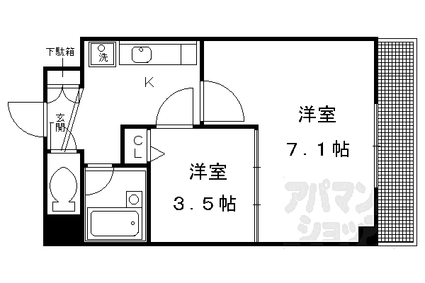 デ・リード金閣寺道 603｜京都府京都市北区衣笠東開キ町(賃貸マンション2K・6階・26.95㎡)の写真 その2