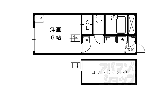 レオパレスグランブル 105｜京都府京都市北区西賀茂鹿ノ下町(賃貸アパート1K・1階・19.87㎡)の写真 その2