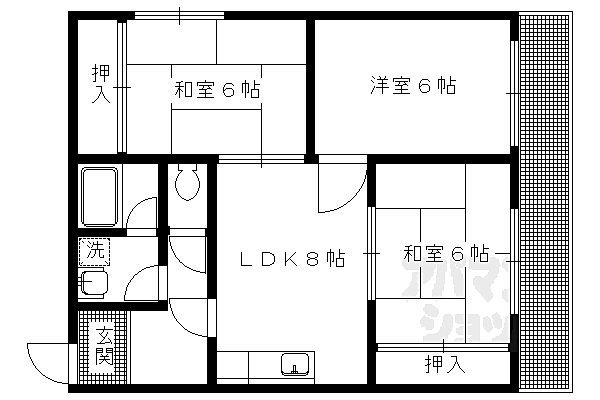 京都府京都市左京区北白川堂ノ前町(賃貸マンション3LDK・2階・50.46㎡)の写真 その2