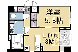 京阪本線 神宮丸太町駅 徒歩5分の賃貸マンション 2階1LDKの間取り