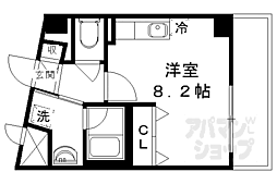 京都紙屋川Ｍ 1階ワンルームの間取り