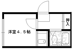 叡山電鉄叡山本線 元田中駅 徒歩11分の賃貸マンション 1階ワンルームの間取り
