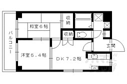 コアロード鷹ケ峰 2DKの間取図画像