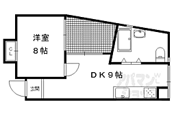 京阪本線 神宮丸太町駅 徒歩9分の賃貸マンション 3階1DKの間取り