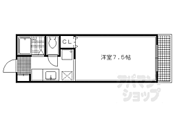 京阪本線 神宮丸太町駅 徒歩16分の賃貸アパート 1階1Kの間取り