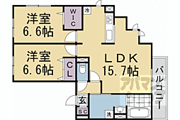 GRAMM箱ノ井 2LDKの間取図画像