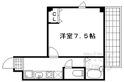京福電気鉄道北野線 北野白梅町駅 徒歩6分の賃貸マンション 3階1Kの間取り