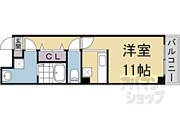 京福電気鉄道北野線 北野白梅町駅 徒歩20分の賃貸マンション 6階ワンルームの間取り