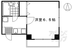 京阪本線 出町柳駅 徒歩5分の賃貸マンション 2階1Kの間取り