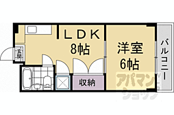リバーサイド西賀茂 1DKの間取図画像