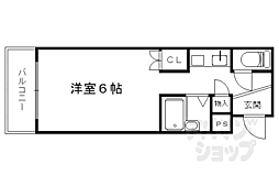 サンリーベ衣笠 1Kの間取図画像