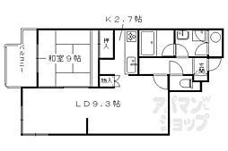 ルモン紫野 1LDKの間取図画像