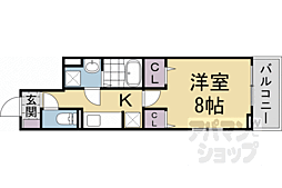 京都市北区大宮東小野堀町アパート 1Kの間取図画像