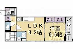 京都市北区大宮東小野堀町アパート 1LDKの間取図画像
