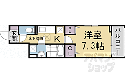 京都市北区大宮東小野堀町アパート 1Kの間取図画像