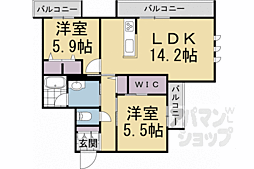 レラトア上賀茂 2LDKの間取図画像