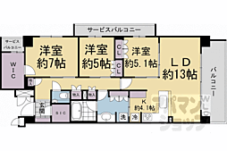 プレミスト京都松ヶ崎 3LDKの間取図画像