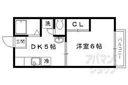 レーヴ衣笠 1DKの間取図画像