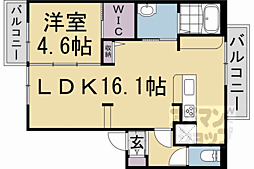 バウム西賀茂 1LDKの間取図画像