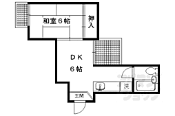 フレーヴァー北山 1DKの間取図画像