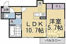 サンライフ上賀茂壱番館 1DKの間取図画像