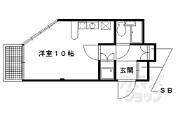 パレス紫竹 1Kの間取図画像