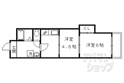 京都ノーザンフラット 2Kの間取図画像