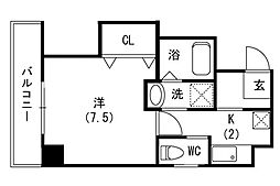 シティライフ泉 1Kの間取図画像