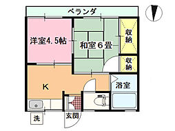 シティハイム白樺 2Kの間取図画像