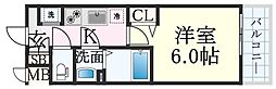 プレサンス神戸長田ラディアラ 4階1Kの間取り