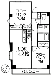 クレールなべよこ 2LDKの間取図画像