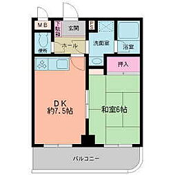 エクレール横浜一番館 1DKの間取図画像