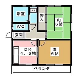 パルデンス水本 2DKの間取図画像