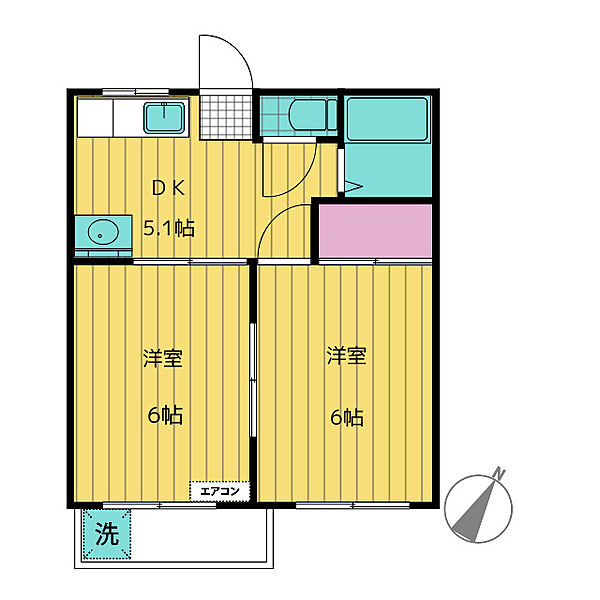 コーポまひまひ ｜三重県津市高茶屋３丁目(賃貸アパート2DK・2階・34.02㎡)の写真 その2