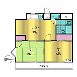 アーバンセゾン 2LDKの間取図画像
