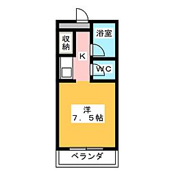メゾントップス 1Kの間取図画像