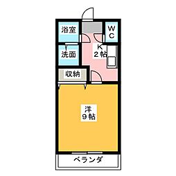グレートピレニーズ 2階1Kの間取り