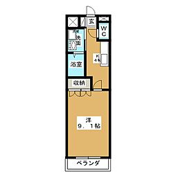 リヴァージュA 1Kの間取図画像