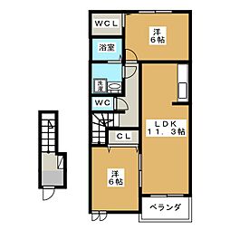 フリーデハイムA 2LDKの間取図画像
