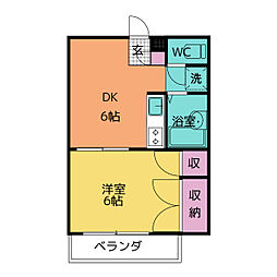 オーチャード3 1DKの間取図画像