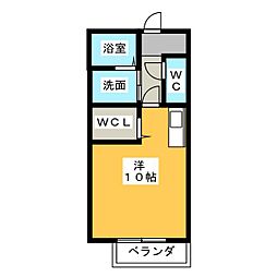 楽園A ワンルームの間取図画像