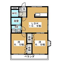 ラピュタ弐番館 2LDKの間取図画像