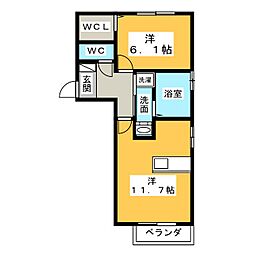 メゾン・ド・シャンス 1LDKの間取図画像